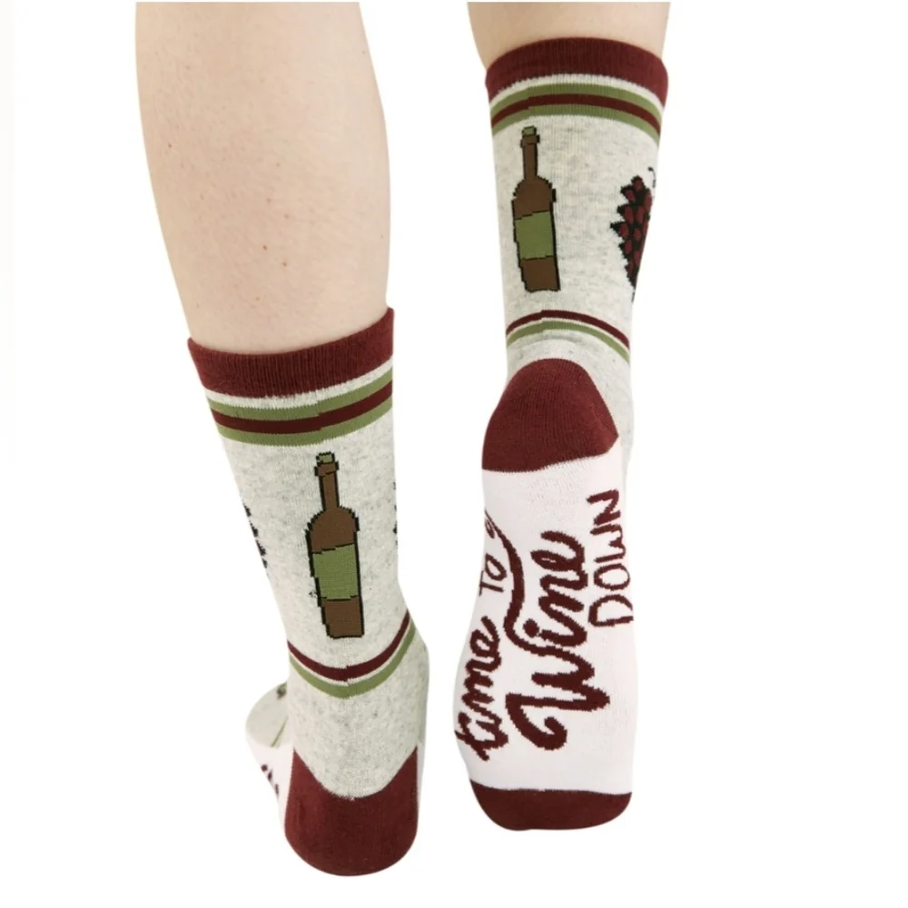 Lazy One Wine Down Crew Sock New Size 5-10